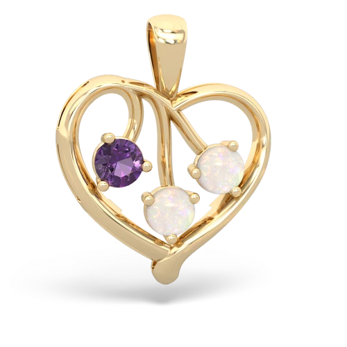 Amethyst Genuine Amethyst with Genuine Opal and Genuine Pink Tourmaline Glowing Heart pendant Pendant