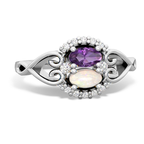Amethyst Genuine Amethyst with Genuine Opal Love Nest ring Ring