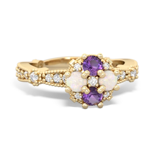 amethyst-opal art deco engagement ring