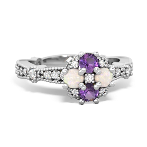 amethyst-opal art deco engagement ring