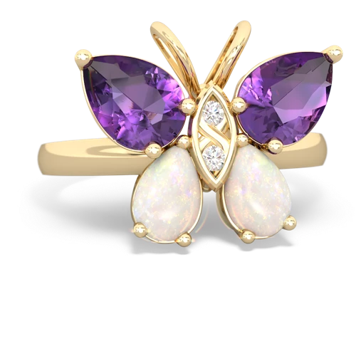 amethyst-opal butterfly ring
