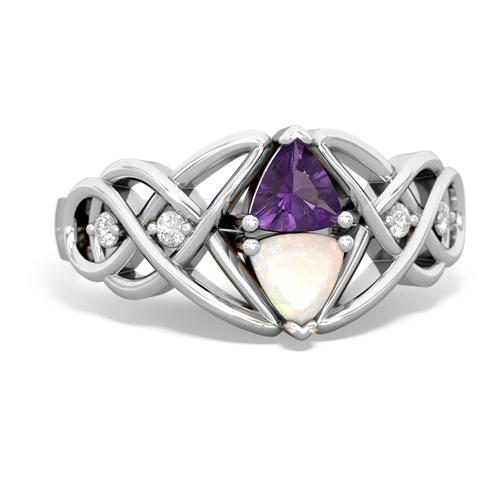 amethyst-opal celtic knot ring