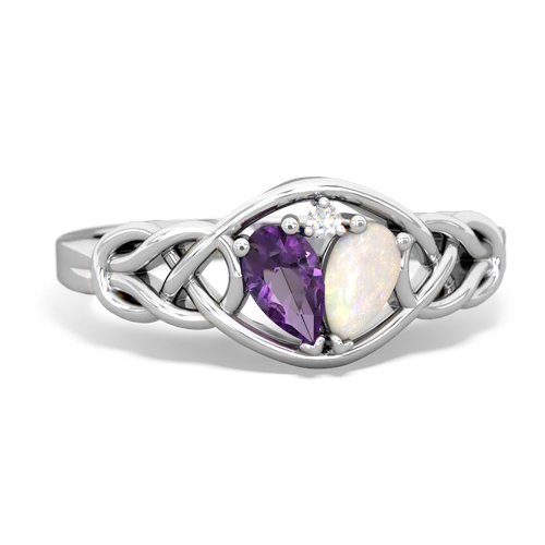 Amethyst Genuine Amethyst with Genuine Opal Celtic Love Knot ring Ring