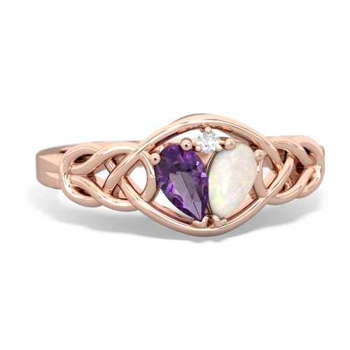 amethyst-opal celtic knot ring