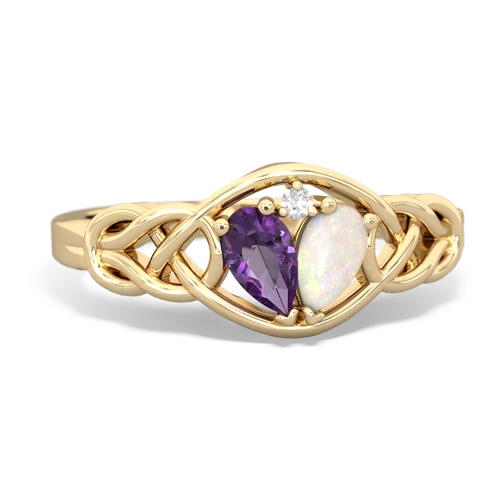 amethyst-opal celtic knot ring