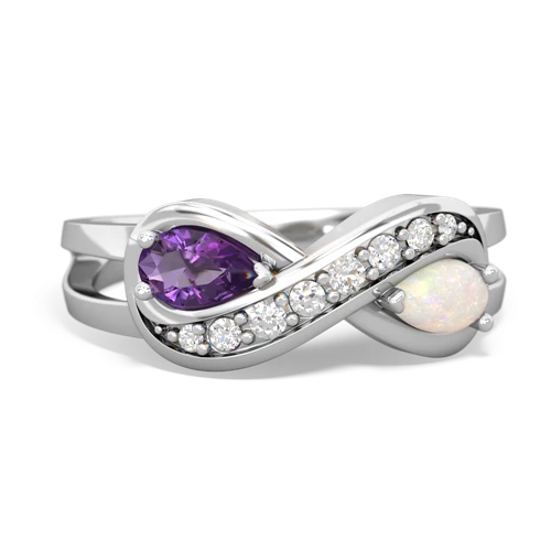 Amethyst Genuine Amethyst with Genuine Opal Diamond Infinity ring Ring