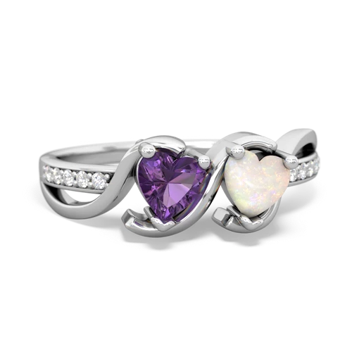 Amethyst Genuine Amethyst with Genuine Opal Side by Side ring Ring