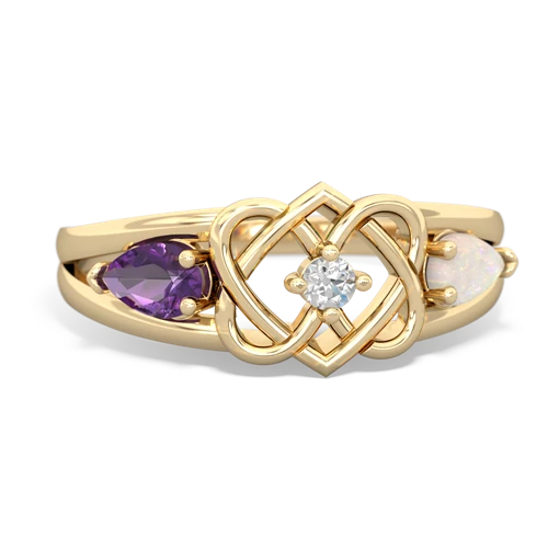 amethyst-opal double heart ring