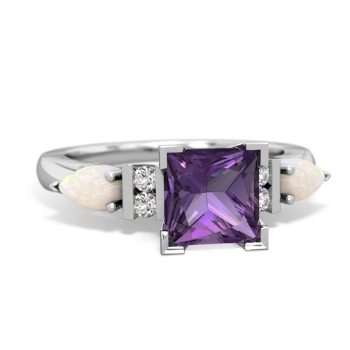 Amethyst Genuine Amethyst with Genuine Opal and Genuine Pink Tourmaline Engagement ring Ring