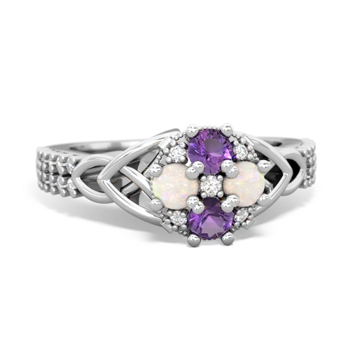 Amethyst Genuine Amethyst with Genuine Opal Celtic Knot Engagement ring Ring