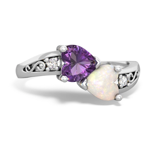 amethyst-opal filligree ring