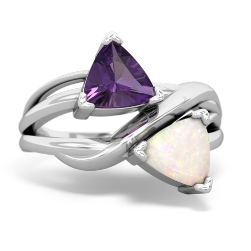 Amethyst Genuine Amethyst with Genuine Opal Split Band Swirl ring Ring