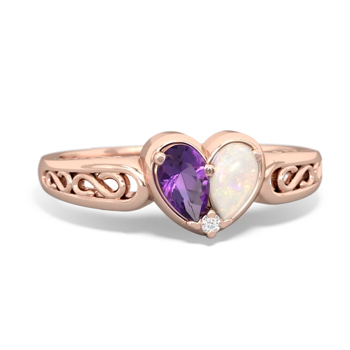 amethyst-opal filligree ring