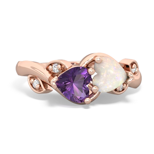 amethyst-opal floral keepsake ring