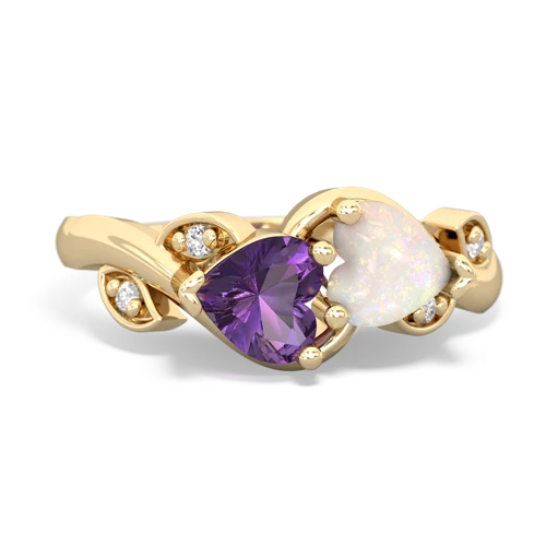 amethyst-opal floral keepsake ring