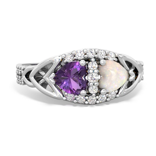 Amethyst Genuine Amethyst with Genuine Opal Celtic Knot Engagement ring Ring