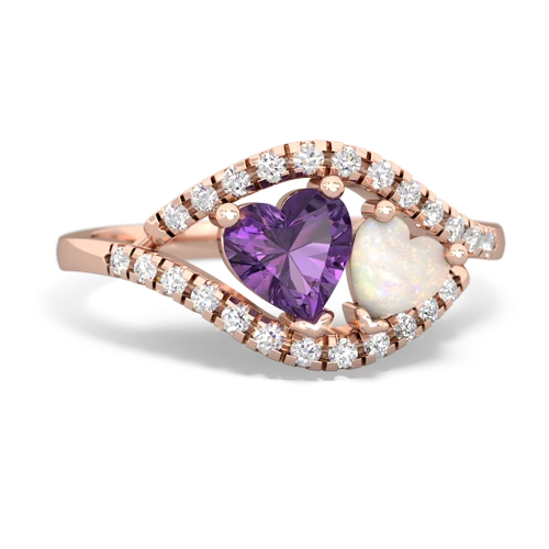 amethyst-opal mother child ring
