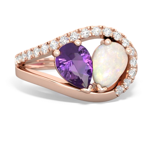 amethyst-opal pave heart ring