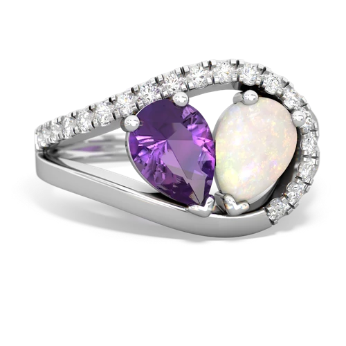 Amethyst Genuine Amethyst with Genuine Opal Nestled Heart Keepsake ring Ring