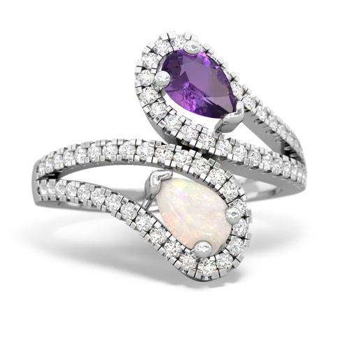 Amethyst Genuine Amethyst with Genuine Opal Diamond Dazzler ring Ring