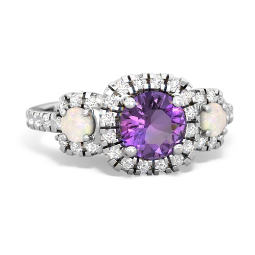 Amethyst Genuine Amethyst with Genuine Opal and Genuine Pink Tourmaline Regal Halo ring Ring