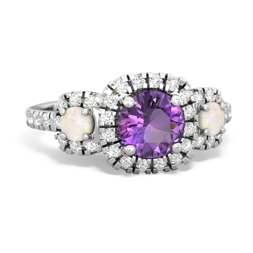 amethyst-opal three stone regal ring