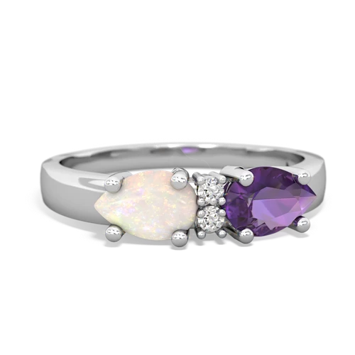 Amethyst Genuine Amethyst with Genuine Opal Pear Bowtie ring Ring