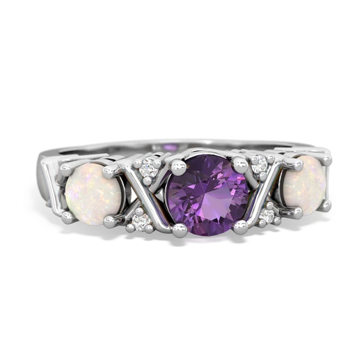 Amethyst Genuine Amethyst with Genuine Opal and  Hugs and Kisses ring Ring