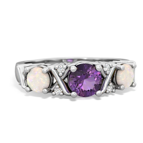 Amethyst Genuine Amethyst with Genuine Opal and Genuine Amethyst Hugs and Kisses ring Ring