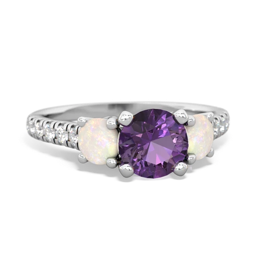 Amethyst Genuine Amethyst with Genuine Opal and  Pave Trellis ring Ring