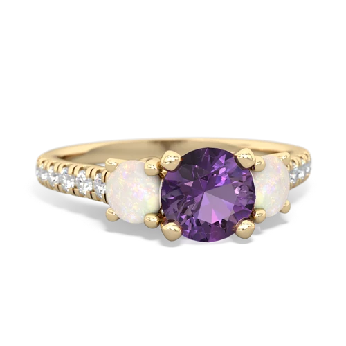 Amethyst Genuine Amethyst with Genuine Opal and Genuine Pink Tourmaline Pave Trellis ring Ring