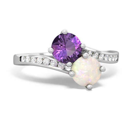 Amethyst Genuine Amethyst with Genuine Opal Keepsake Two Stone ring Ring