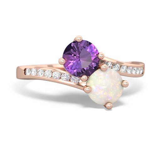 amethyst-opal two stone channel ring