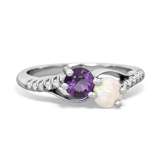 Amethyst Genuine Amethyst with Genuine Opal Two Stone Infinity ring Ring