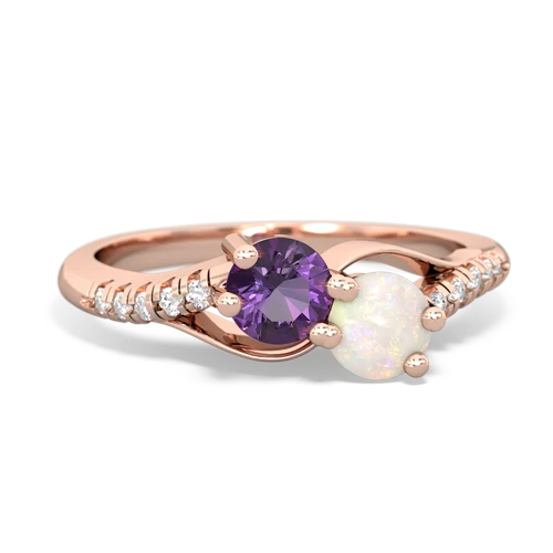 amethyst-opal two stone infinity ring