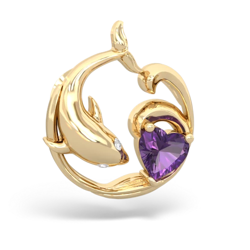 amethyst dolphin heart pendant