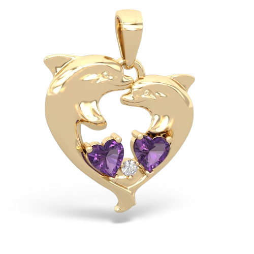Amethyst Dolphin Heart Genuine Amethyst pendant Pendant