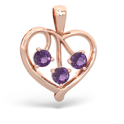 Amethyst Genuine Amethyst with  and  Glowing Heart pendant Pendant
