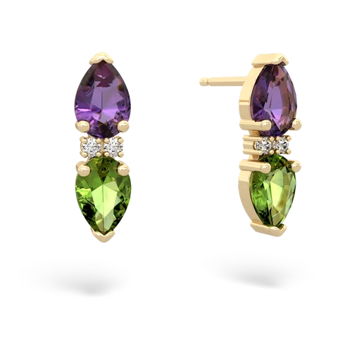 amethyst-peridot bowtie earrings