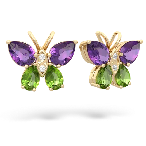 amethyst-peridot butterfly earrings