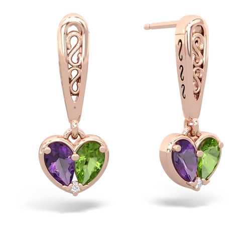 amethyst-peridot filligree earrings