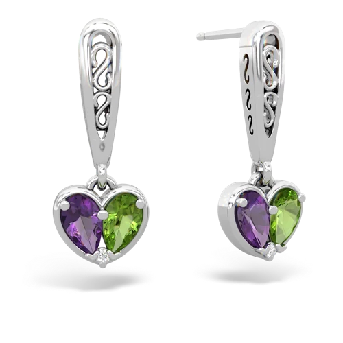 amethyst-peridot filligree earrings