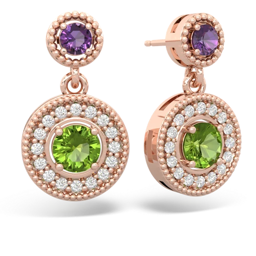 amethyst-peridot halo earrings