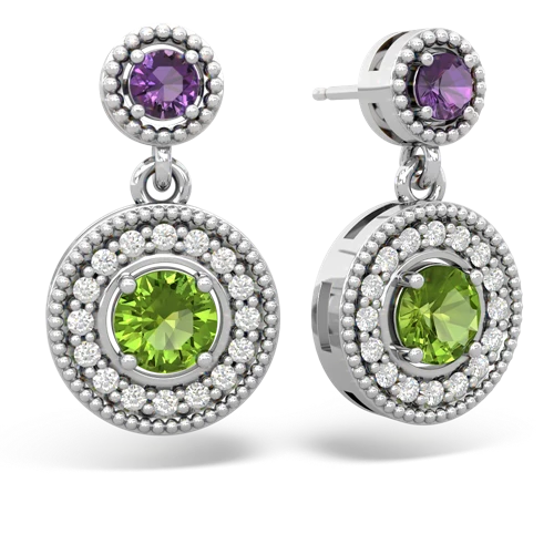 amethyst-peridot halo earrings