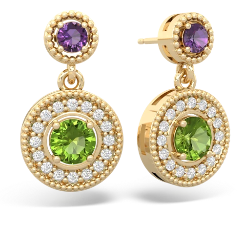 amethyst-peridot halo earrings