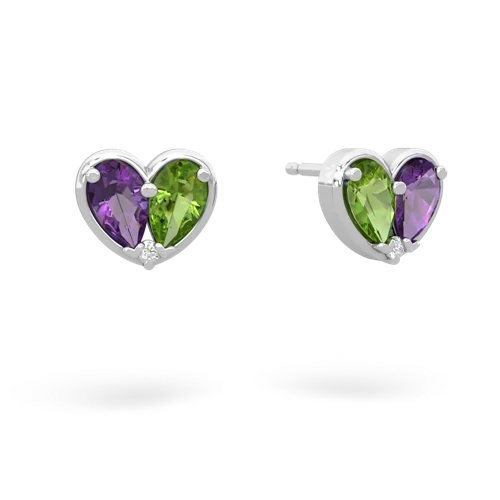 amethyst-peridot one heart earrings