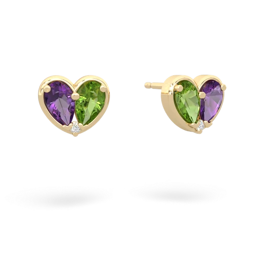 amethyst-peridot one heart earrings