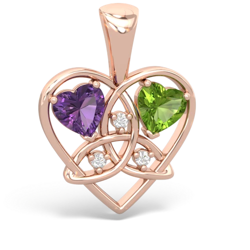 amethyst-peridot celtic heart pendant