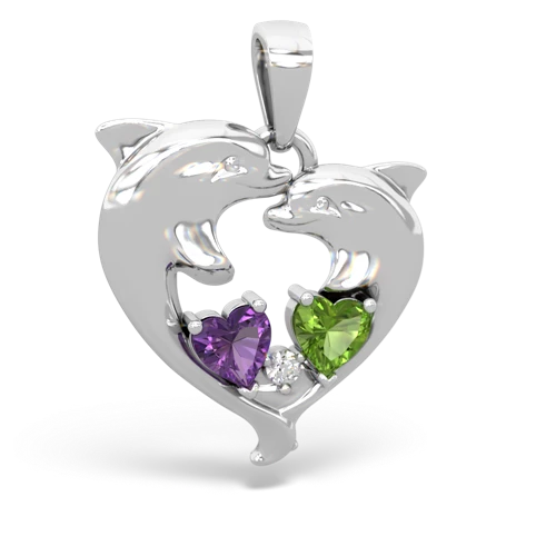 amethyst-peridot dolphins pendant