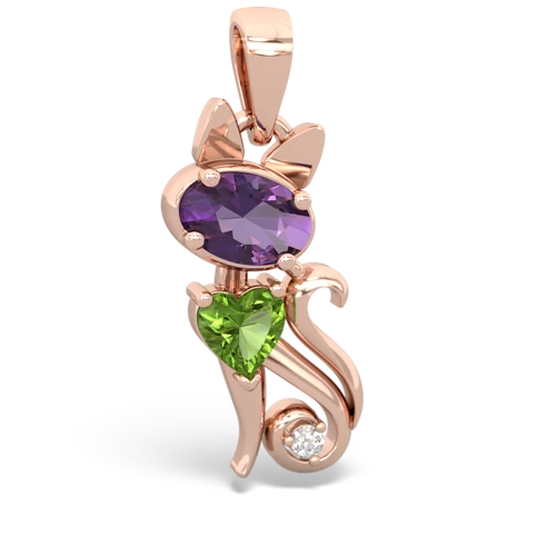 amethyst-peridot kitten pendant